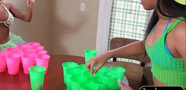  College teens play beer pong and banged